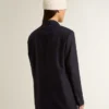 Blazer femme bleu nuit en laine, à simple boutonnage
