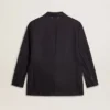 Blazer femme bleu nuit en laine, à simple boutonnage