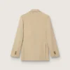 Blazer femme à double boutonnage couleur sable avec boutons héraldiques dorés