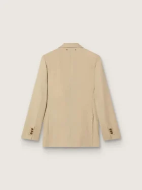 Blazer femme à double boutonnage couleur sable avec boutons héraldiques dorés