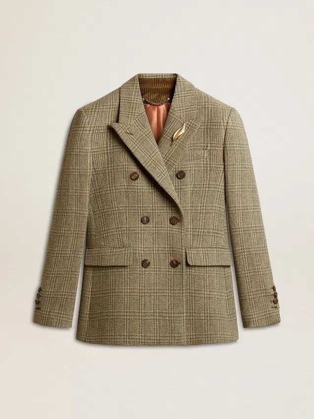 Blazer femme à double boutonnage en laine Shetland