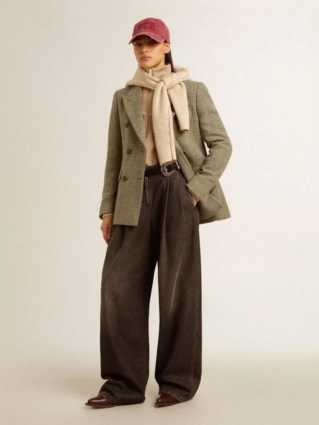 Blazer femme à double boutonnage en laine Shetland