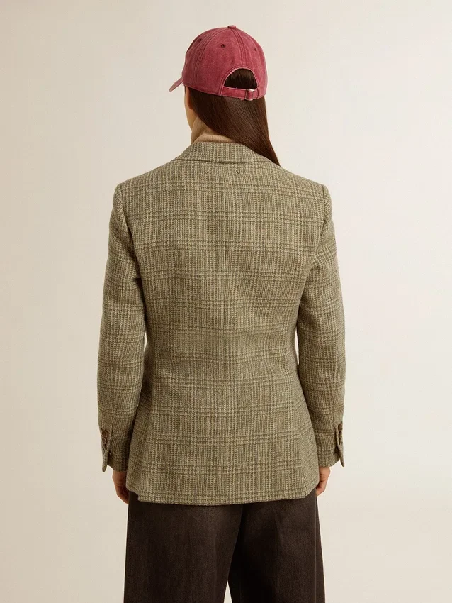 Blazer femme à double boutonnage en laine Shetland