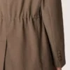 Blazer femme à double boutonnage en mélange de laine à motif chevron gris tourterelle