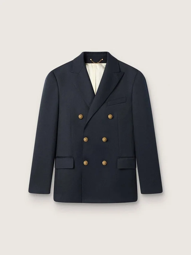 Blazer homme à double boutonnage bleu foncé