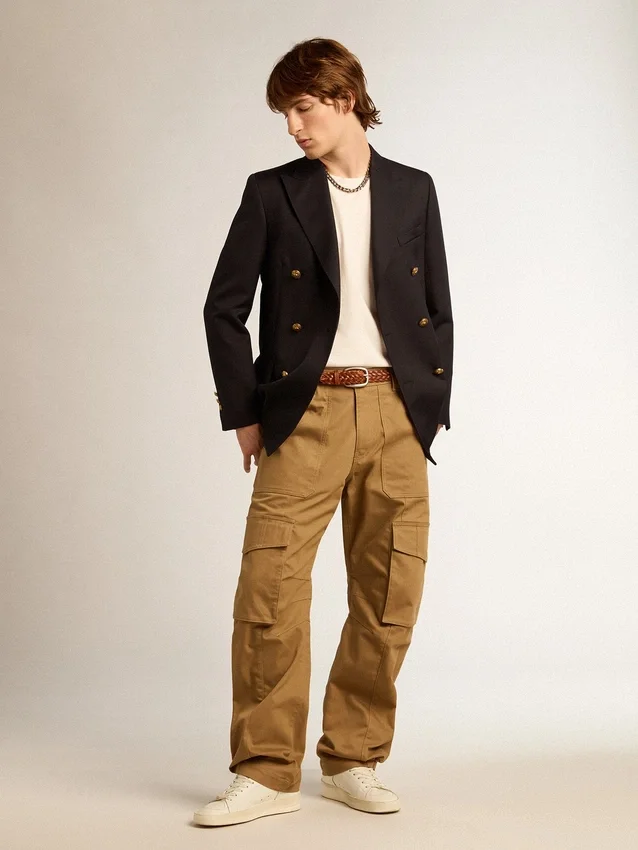 Blazer homme à double boutonnage bleu foncé
