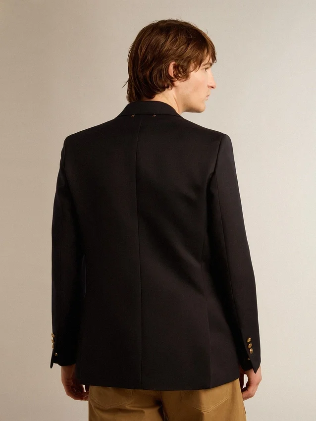 Blazer homme à double boutonnage bleu foncé