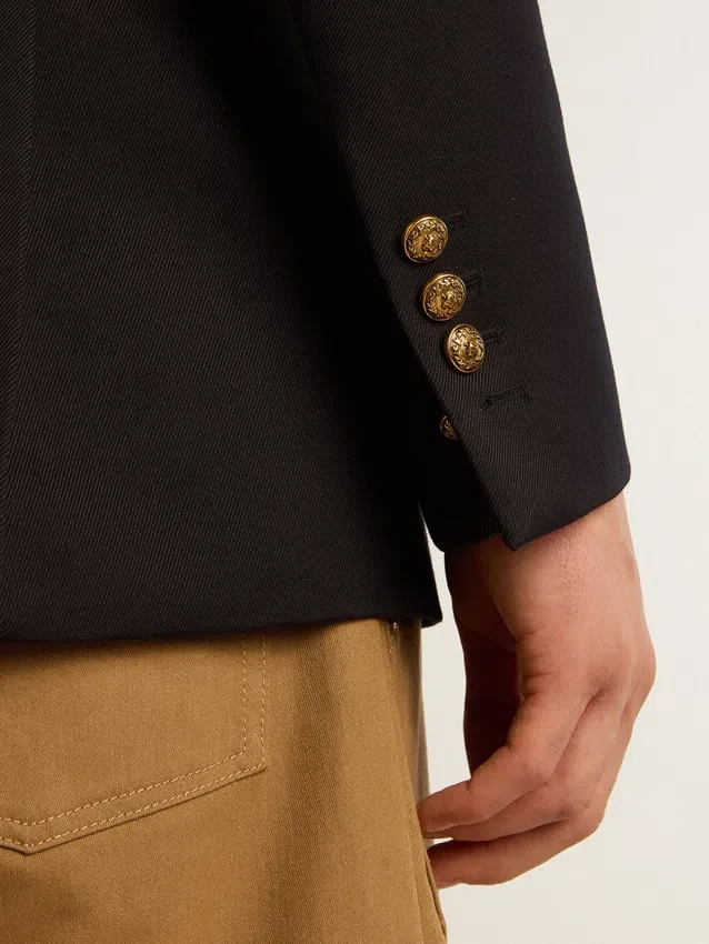 Blazer homme à double boutonnage bleu foncé