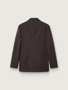 Blazer homme à simple boutonnage en laine marron foncé à fines rayures