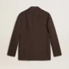 Blazer homme à simple boutonnage en laine marron foncé à fines rayures