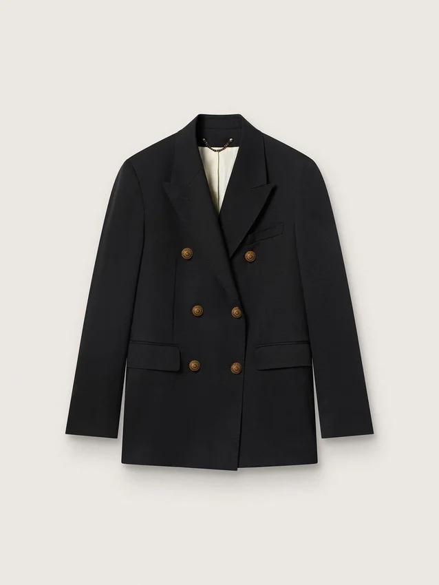 Blazer noir à double boutonnage pour femme