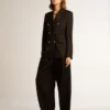 Blazer noir à double boutonnage pour femme