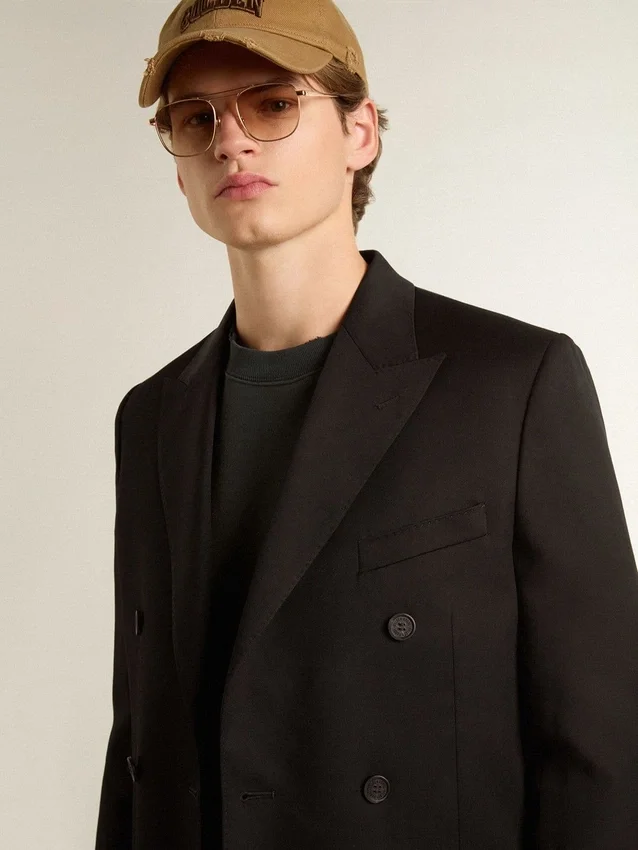 Blazer noir à double boutonnage pour homme