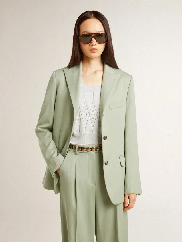 Blazer pour femme en laine vert sauge