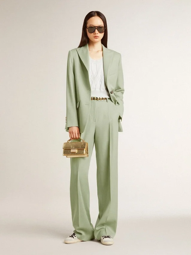 Blazer pour femme en laine vert sauge