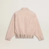 Blouson aviateur en denim teint en rose pour femme