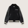 Blouson aviateur en laine noire avec patch