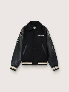 Blouson aviateur en laine noire avec patch