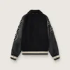 Blouson aviateur en laine noire avec patch