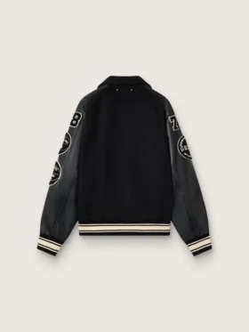 Blouson aviateur en laine noire avec patch