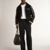 Blouson aviateur en laine noire avec patch