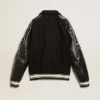Blouson aviateur en laine noire avec patch