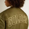 Blouson aviateur en nylon vert militaire pour enfant avec inscription dans le dos