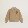 Blouson aviateur en polaire beige pour enfant