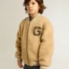 Blouson aviateur en polaire beige pour enfant