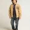 Blouson aviateur en polaire beige pour enfant