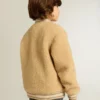 Blouson aviateur en polaire beige pour enfant