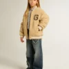 Blouson aviateur en polaire beige pour enfant