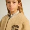 Blouson aviateur en polaire beige pour enfant