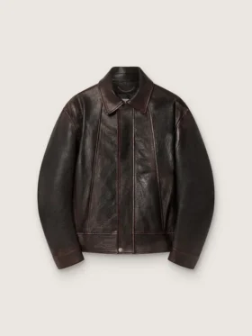 Blouson aviateur pour homme en cuir nappa bordeaux