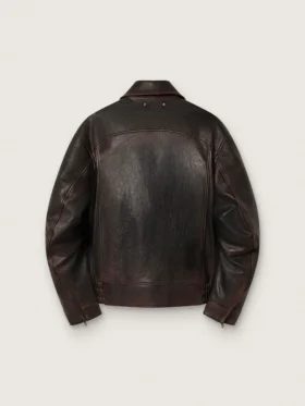Blouson aviateur pour homme en cuir nappa bordeaux