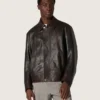 Blouson aviateur pour homme en cuir nappa bordeaux