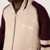 Blouson aviateur unisexe en maille jacquard blanche et bordeaux