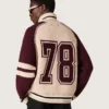 Blouson aviateur unisexe en maille jacquard blanche et bordeaux