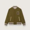 Blouson aviateur unisexe Journey en sergé de nylon vert militaire avec écusson brodé