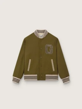 Blouson aviateur unisexe Journey en sergé de nylon vert militaire avec écusson brodé