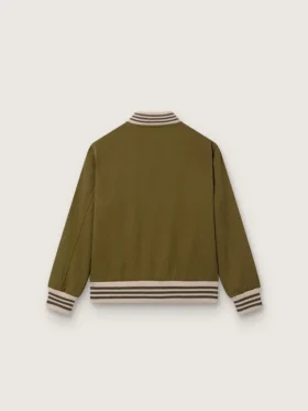 Blouson aviateur unisexe Journey en sergé de nylon vert militaire avec écusson brodé