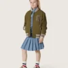 Blouson aviateur unisexe Journey en sergé de nylon vert militaire avec écusson brodé