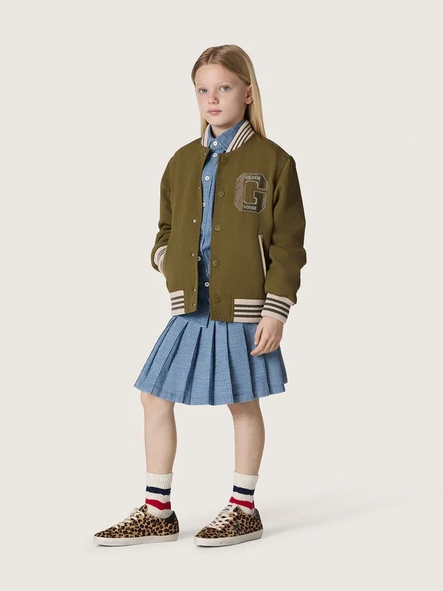 Blouson aviateur unisexe Journey en sergé de nylon vert militaire avec écusson brodé