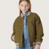 Blouson aviateur unisexe Journey en sergé de nylon vert militaire avec écusson brodé