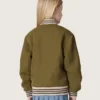 Blouson aviateur unisexe Journey en sergé de nylon vert militaire avec écusson brodé