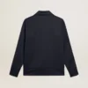 Blue-toned sweatshirt with zipper and white band and contrasting stars
