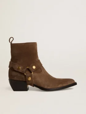 Bottes basses Debbie en daim gris tourterelle avec boucle amovible