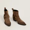 Bottes basses Debbie en daim gris tourterelle avec boucle amovible