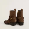 Bottes basses Debbie en daim gris tourterelle avec boucle amovible