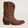 Bottes basses pour femme en daim délavé marron foncé
